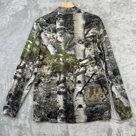 Mossy Oak Top Mens Medium Camo Mock Neck Long Elastic Sleeve Hunting Outdoor - Picture 2 of 10